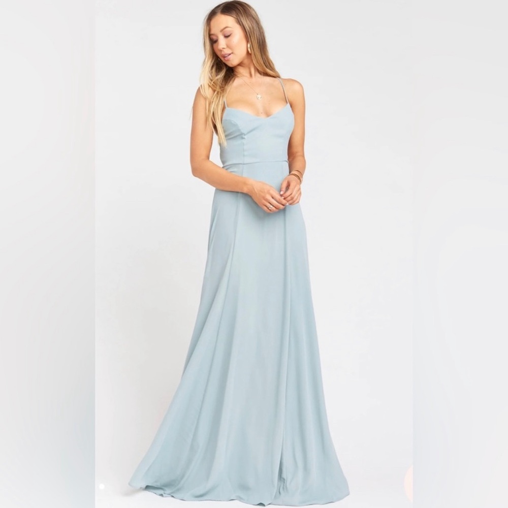 Size S Sage lace-up open back Bridesmaid dress